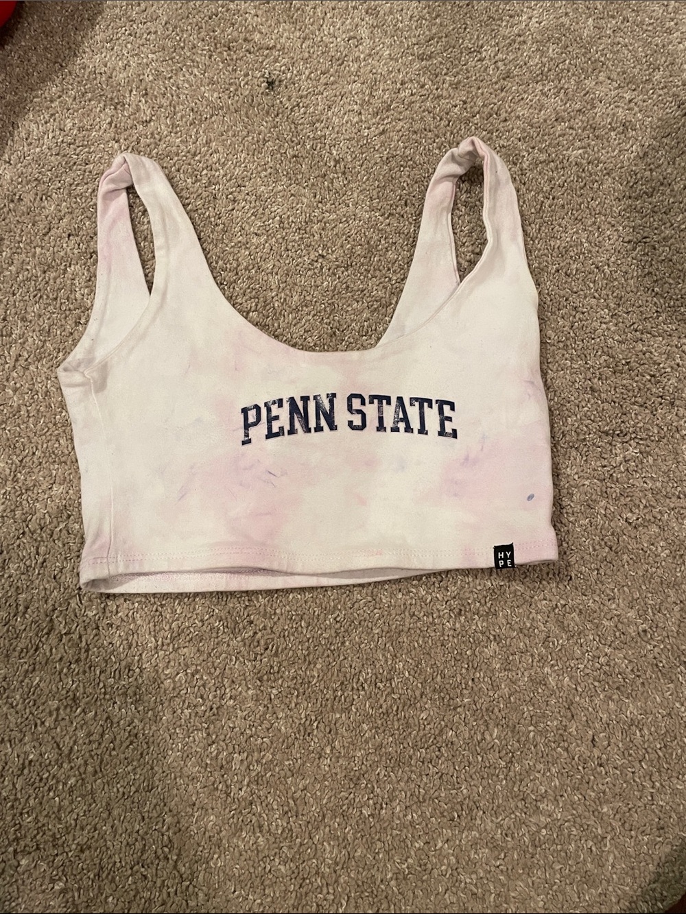 Penn State Pink Tie-Dye Crop Tank Top